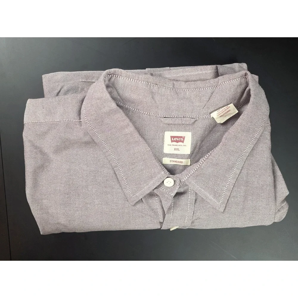 Levi's Shirt Button Up Short Sleeve Maroon Cotton Shirt Men's Size 2XL